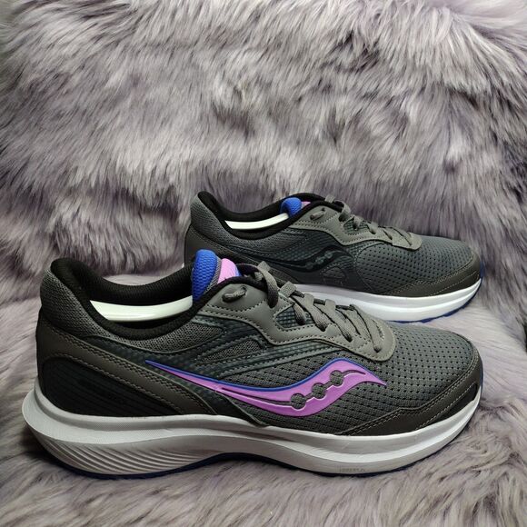 Saucony Cohesion 16 Running Sneakers Womens Sz 11 Gravel Grape White Performance - Picture 2 of 8